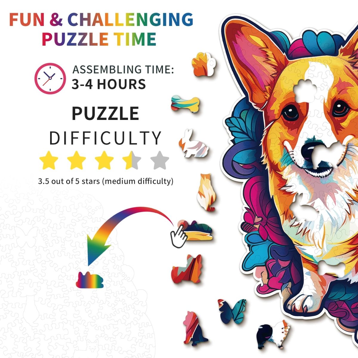 kaayee-wooden-puzzle-corgi-holzpuzzle-m-fan-favorite image 4