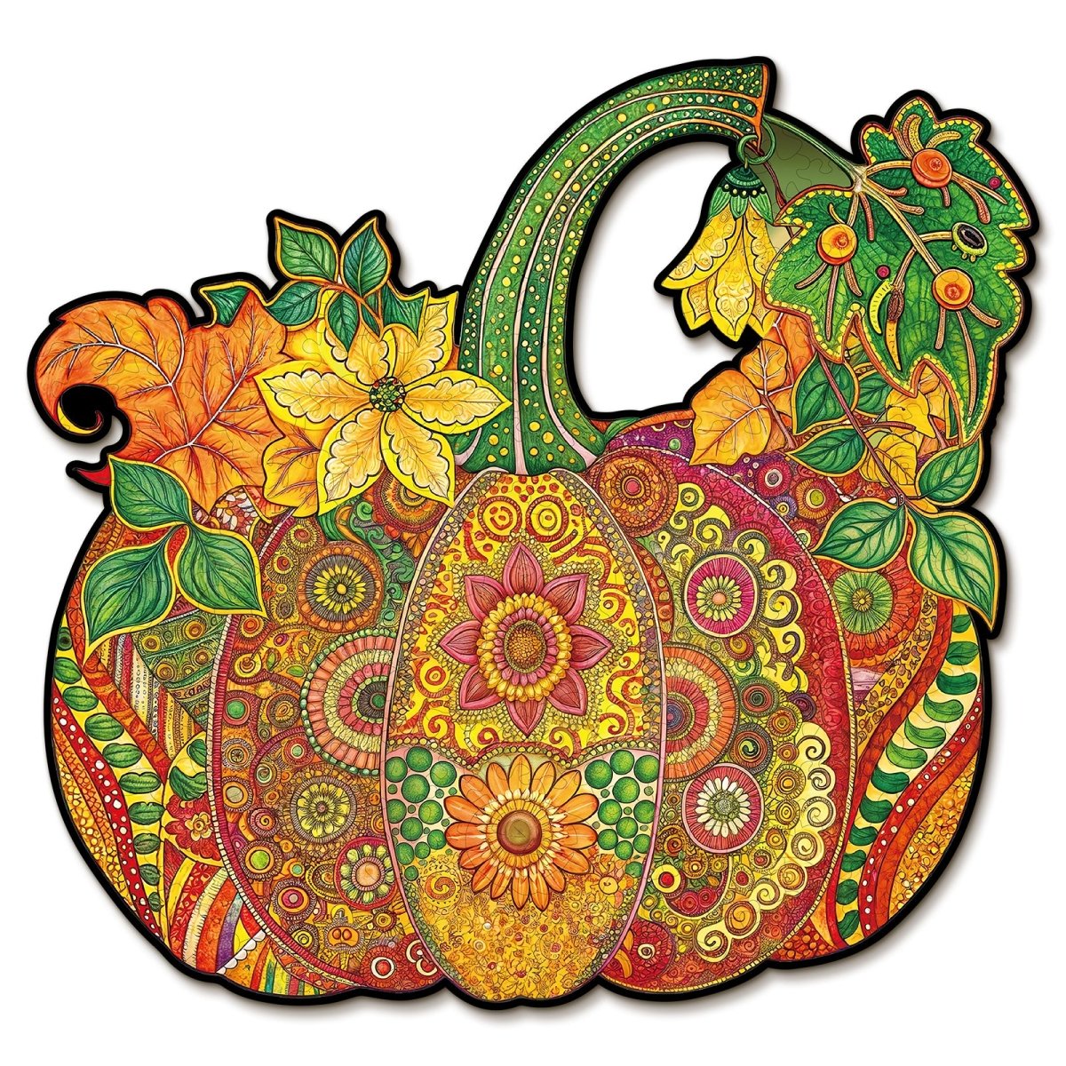 kaayee-wooden-puzzle-mandala-pumpkin-holzpuzzle-small-herbst image 1