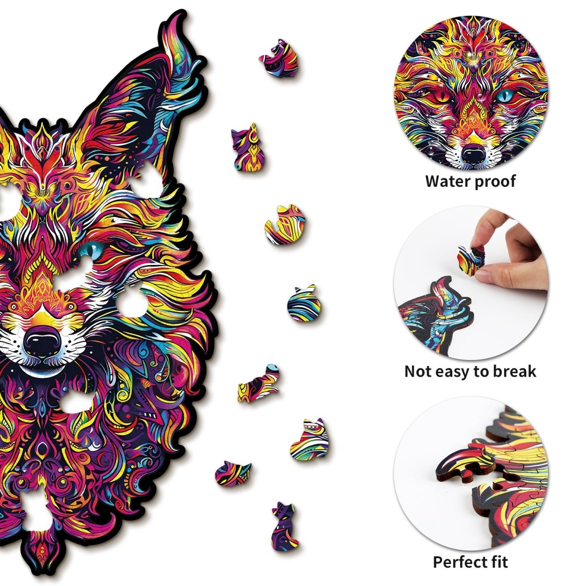kaayee-wooden-puzzle-gorgeous-fox-holzpuzzle-medium-bunt image 2