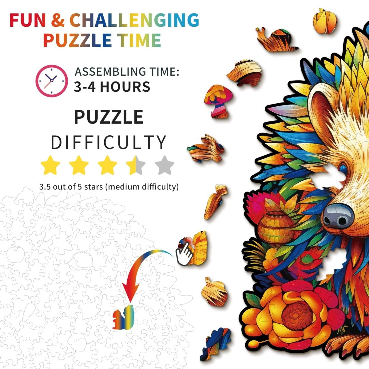 kaayee-smart-hedgehog-holzpuzzle-medium-tiermotiv image 4