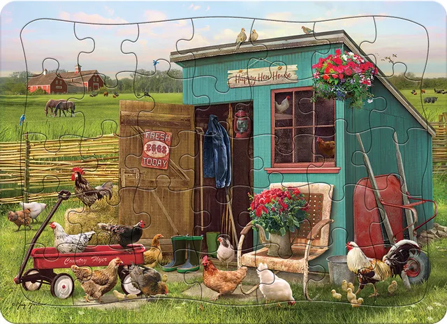 cobble-hill-happy-hens-rahmenpuzzle-35-teile-h-hnerhof image 1