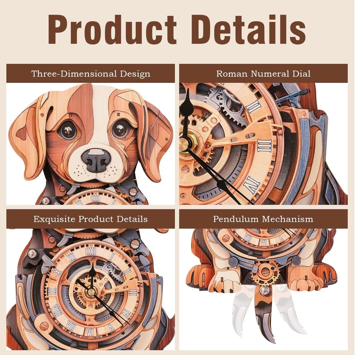 kaayee-beagle-wooden-clock-kit-uhren-bausatz-holz-hund image 3