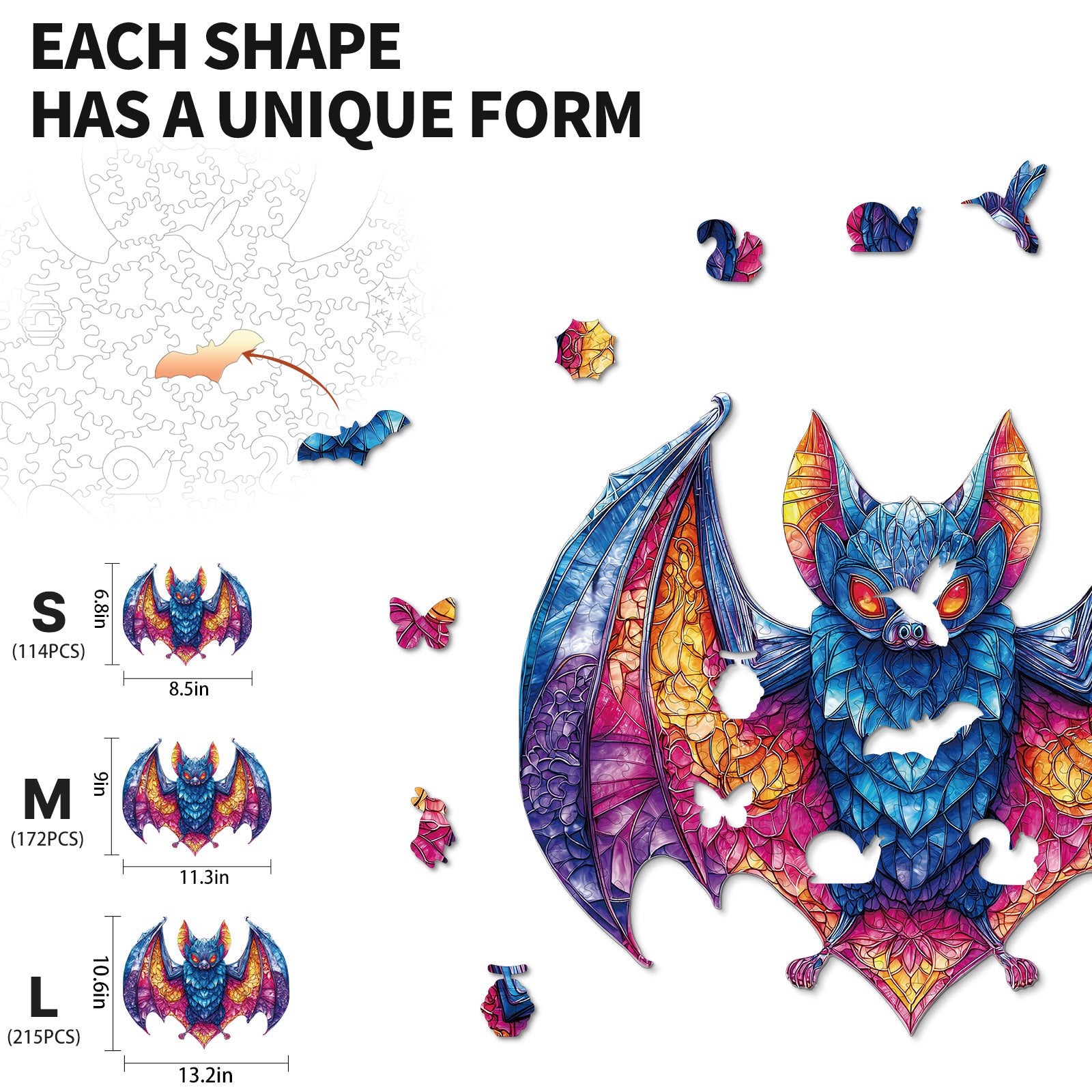 kaayee-prismatic-bat-holzpuzzle-small-fledermaus-bunt image 3