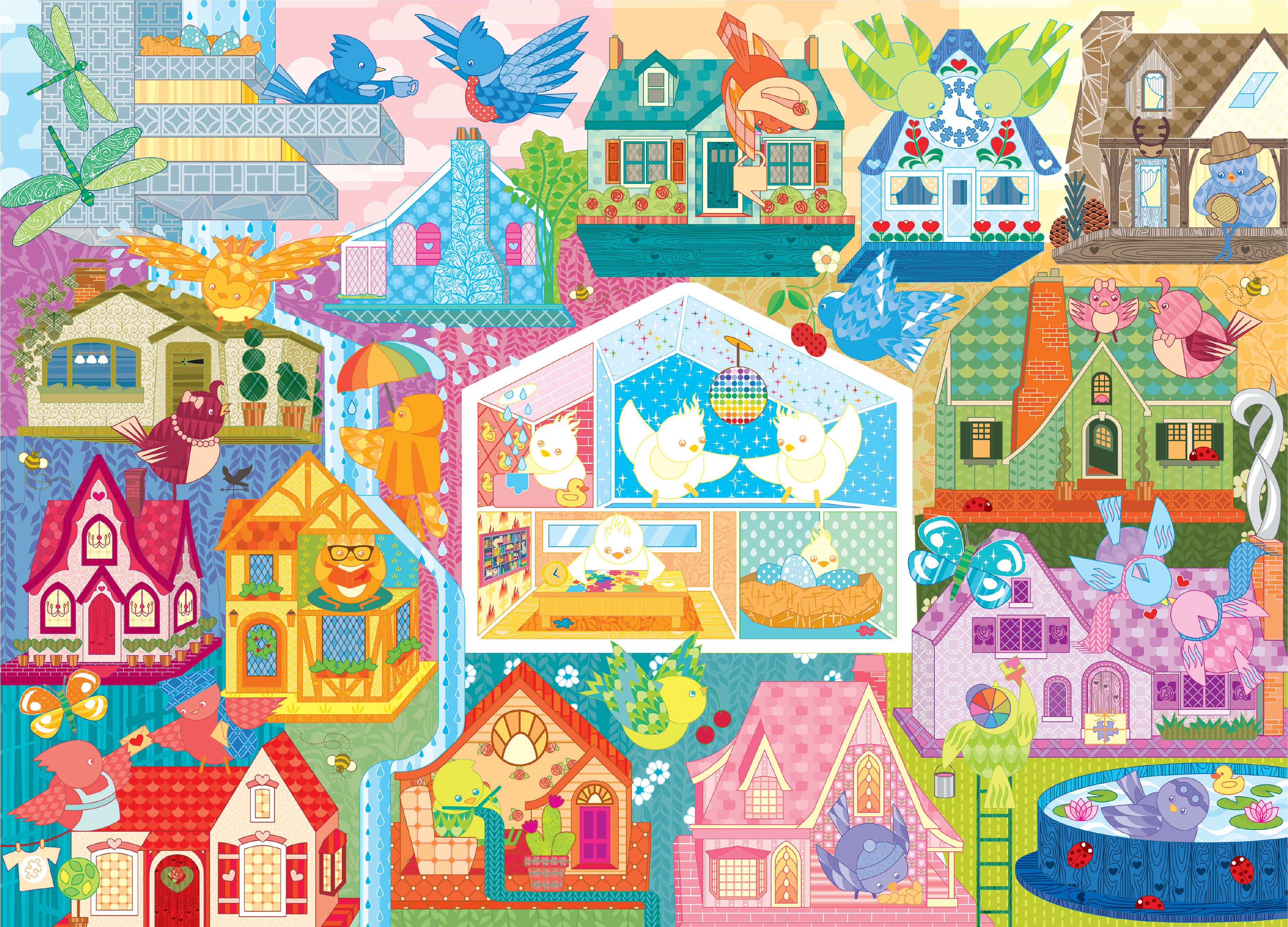 cobble-hill-500-piece-rainbow-birdies-puzzle-500-teile-v-gel image 2