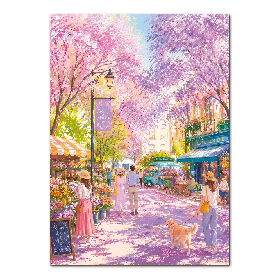 kaayee-cardboard-puzzle-whispers-of-sakura-street-1000-teile image 1