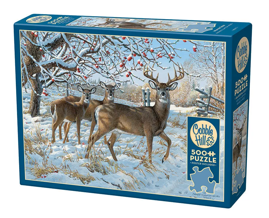 cobble-hill-500-piece-winter-deer-puzzle-500-teile-winter image 1