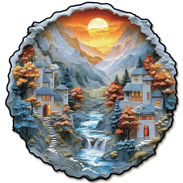 kaayee-mountain-stream-cottage-holzpuzzle-medium image 1