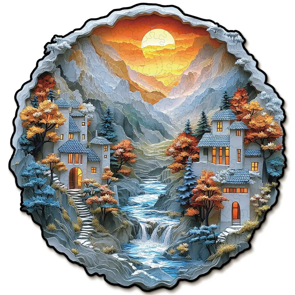 kaayee-mountain-stream-cottage-holzpuzzle-medium image 1