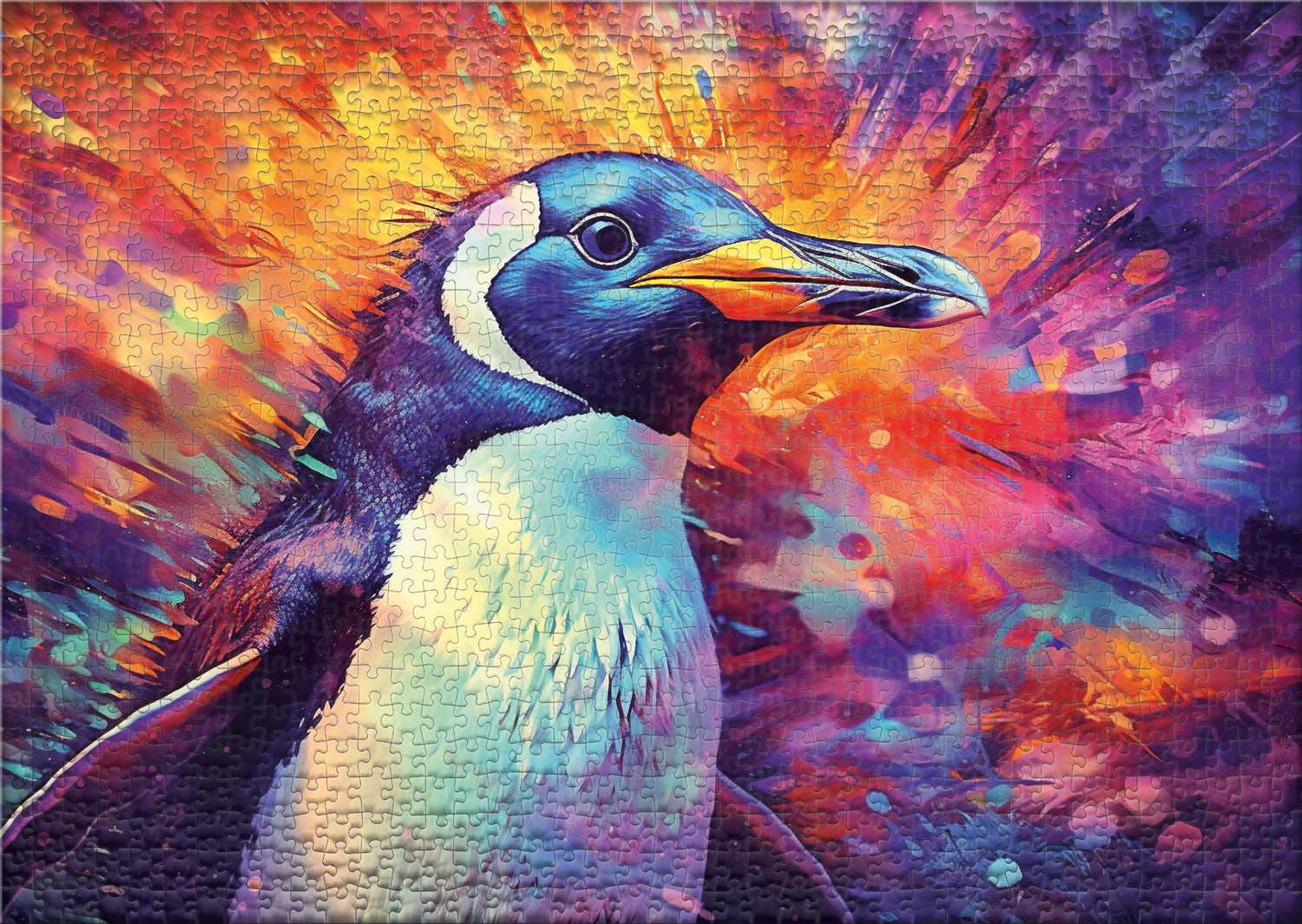 ulmer-puzzleschmiede-puzzle-1000-teile-pinguin-buntes-tierportr-t image 2
