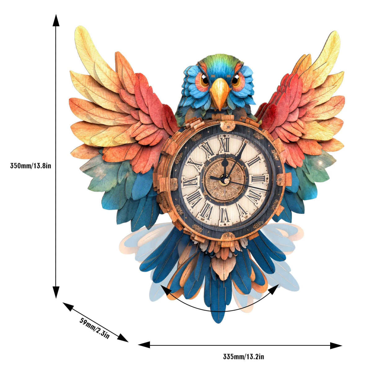 kaayee-clock-kit-papagei-3d-holzpuzzle-uhr-mit-pendel image 3