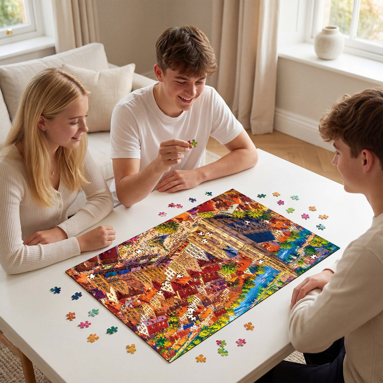 kaayee-clock-kit-sunlit-clocktower-town-puzzle-1000-teile image 4