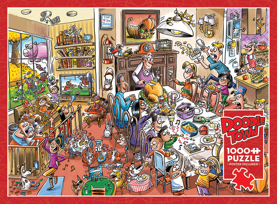 cobble-hill-1000-piece-doodletown-thanksgiving-puzzle-1000-teile image 5