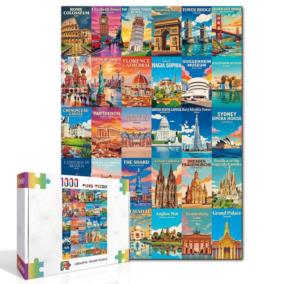 kaayee-cardboard-puzzle-world-architectural-wonders-1000-teile image 2