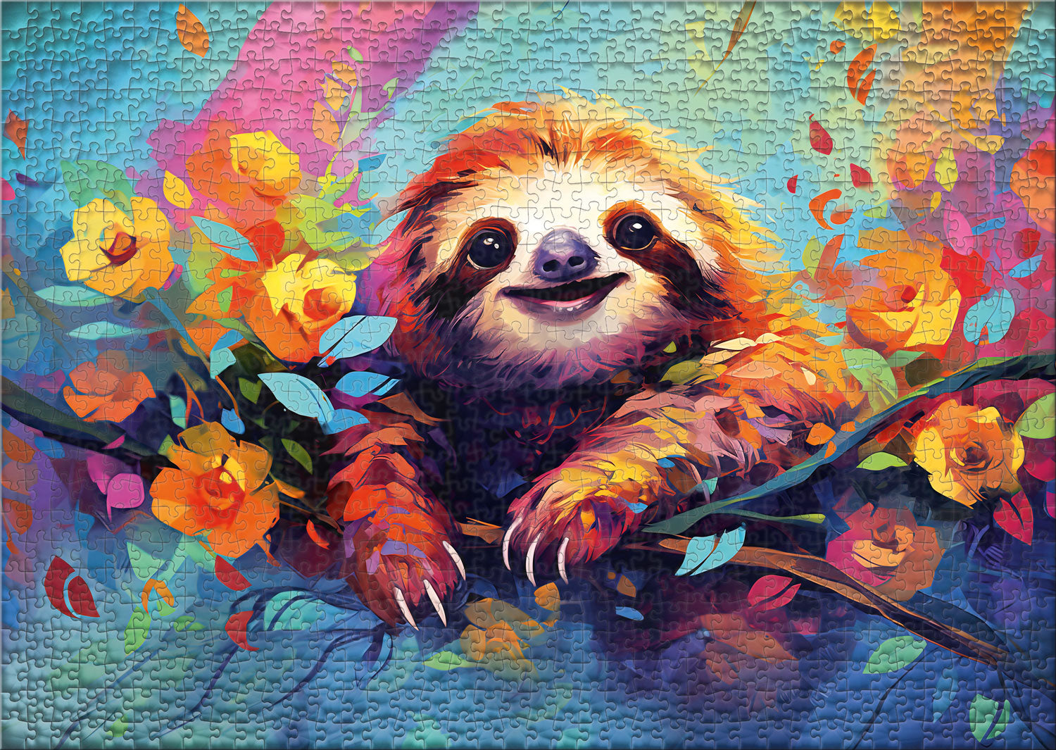 ulmer-puzzleschmiede-puzzle-1000-teile-smile-faultier-blumen image 2
