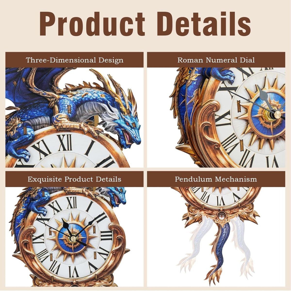kaayee-clock-kit-blue-dragon-holzuhr-3d-puzzle-bausatz image 4