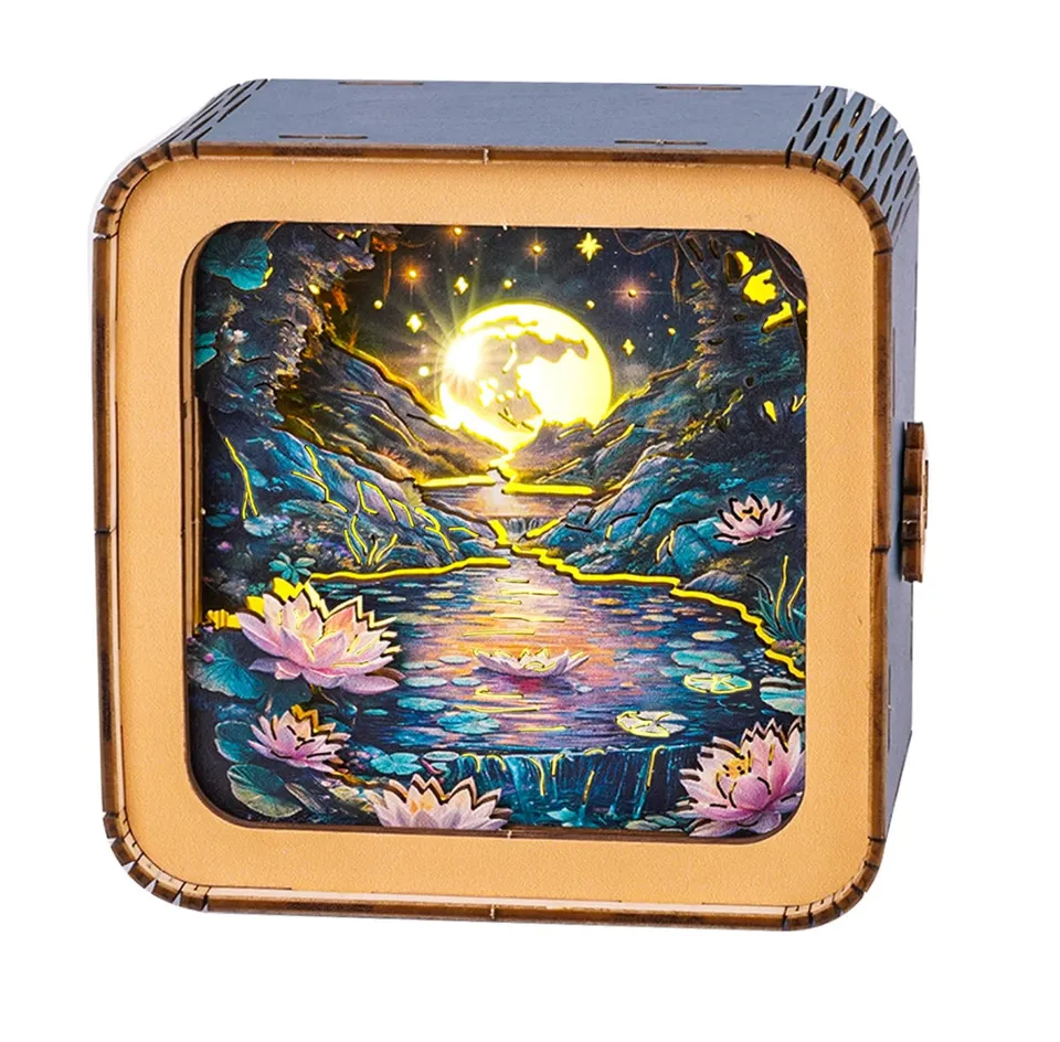 kaayee-night-light-moonlight-lotus-pond-holz-nachtlicht-bausatz image 1