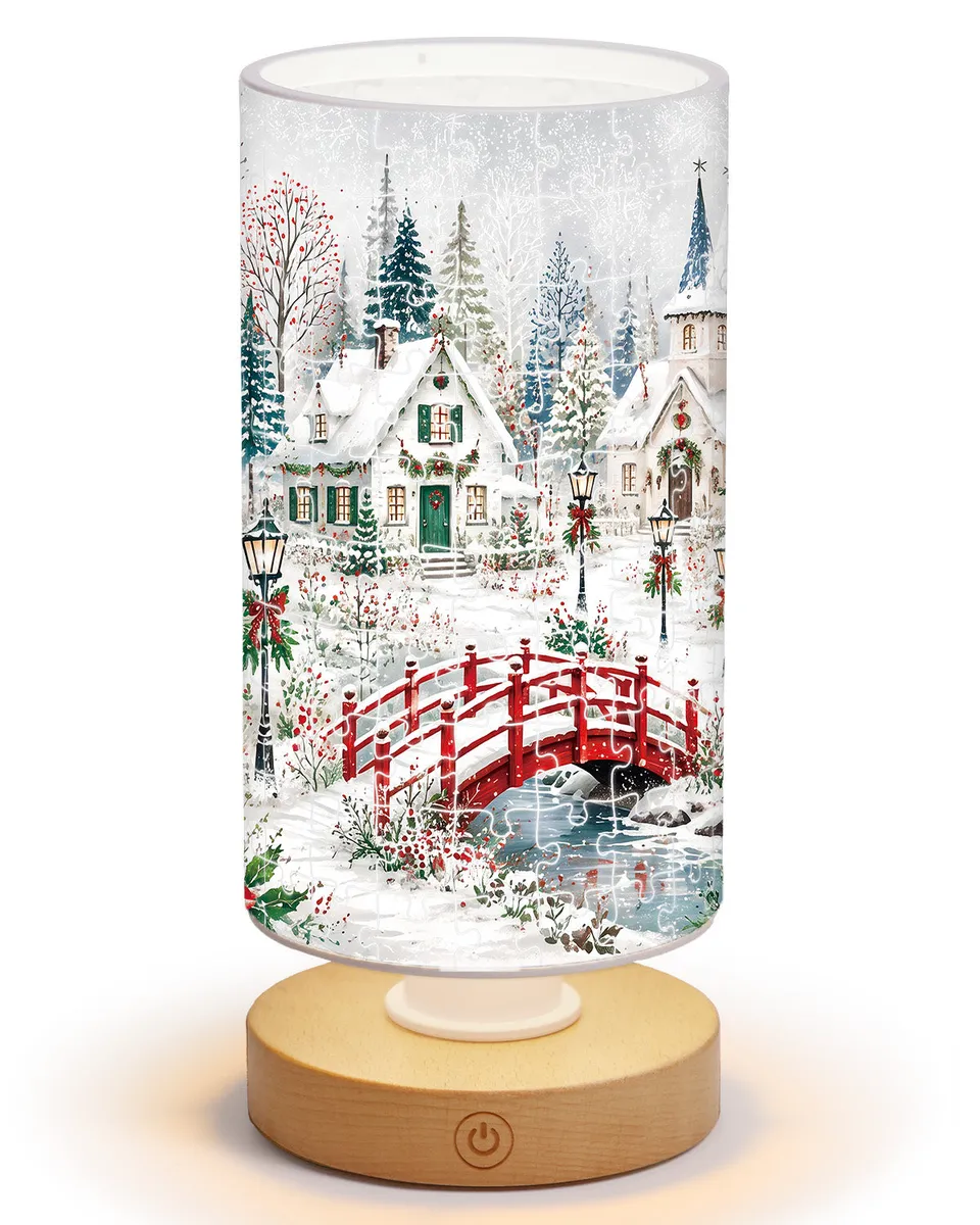 kaayee-night-light-christmas-snow-village-puzzle-lampe-acryl image 1