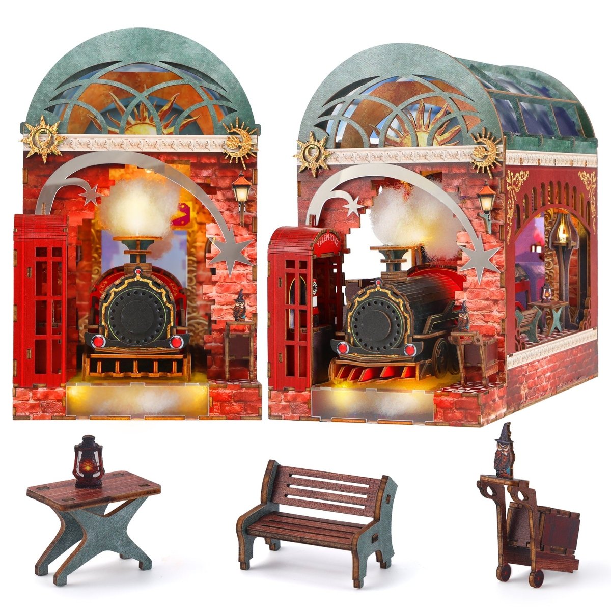 kaayee-book-nook-enchanted-express-miniatur-zug-holzbausatz image 1