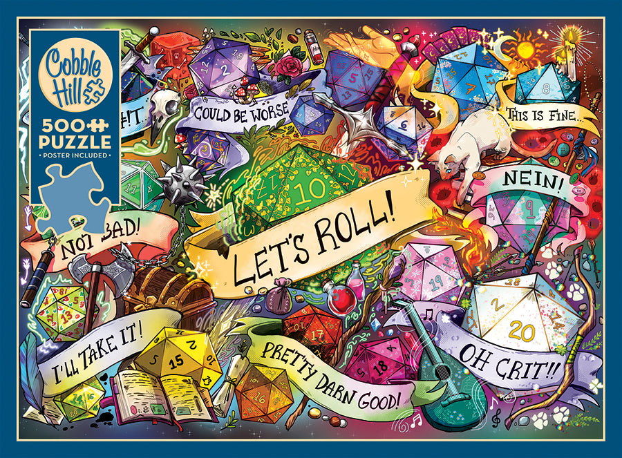 cobble-hill-500-teile-let-s-roll-puzzle-w-rfel-fantasy-d20 image 4