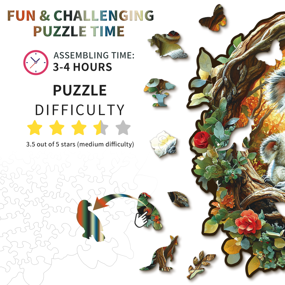 kaayee-koala-mutter-kind-holzpuzzle-medium-tiermotiv image 3