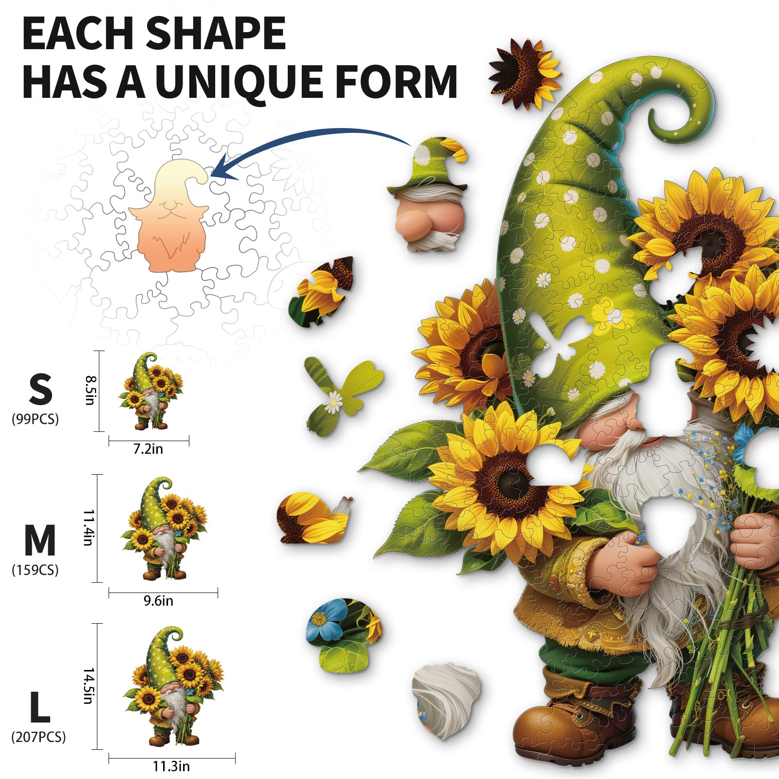 kaayee-sunflower-gnome-holzpuzzle-medium-sonnenblume image 3