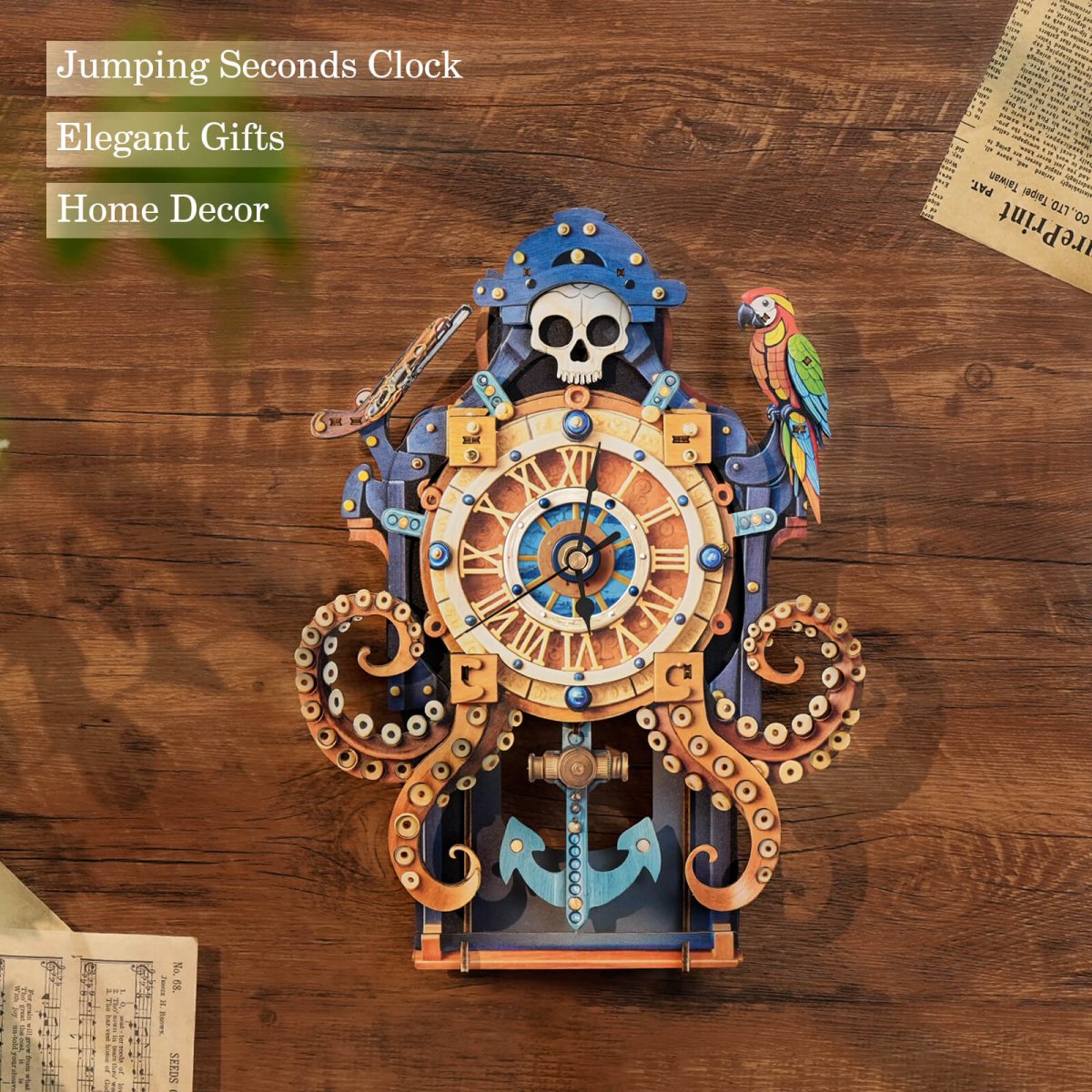 kaayee-octopus-monster-uhren-bausatz-holz-3d-puzzle-uhr image 3