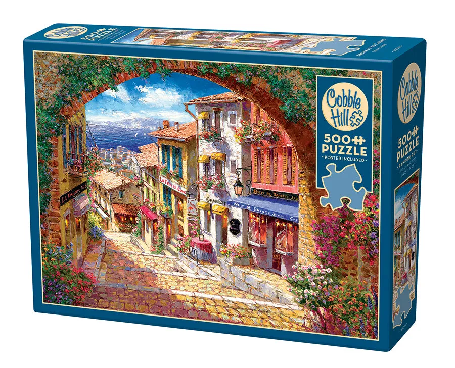 cobble-hill-500-piece-archway-to-cagne-puzzle-stra-enszene-meer image 1