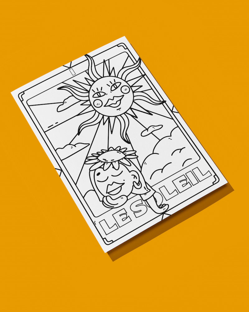 lundi-en-huit-cartes-colorier-tarot-ausmalkarten-4er-set-postkarte image 2