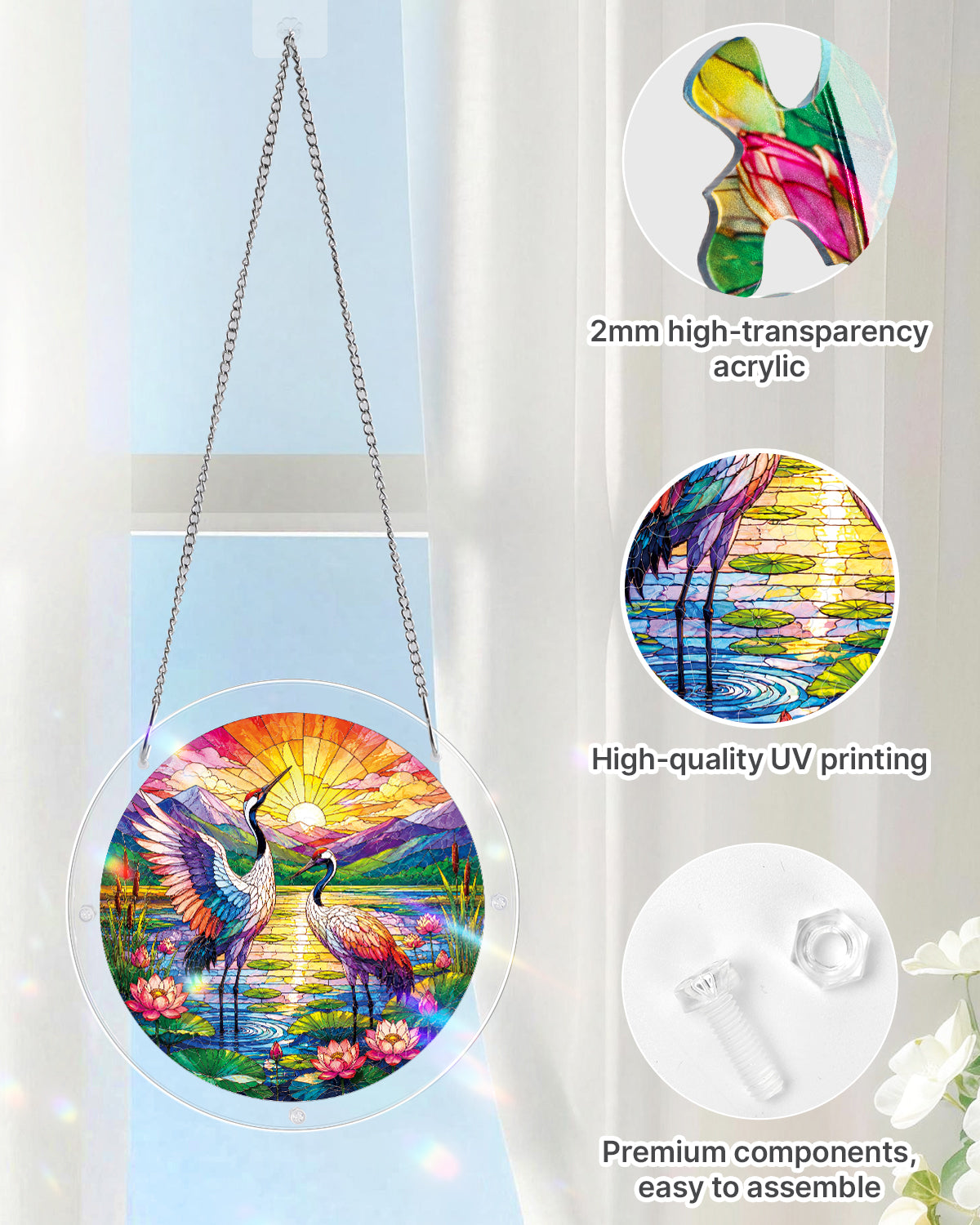 kaayee-suncatcher-puzzle-cranes-at-sunrise-acryl-medium-fenster image 4