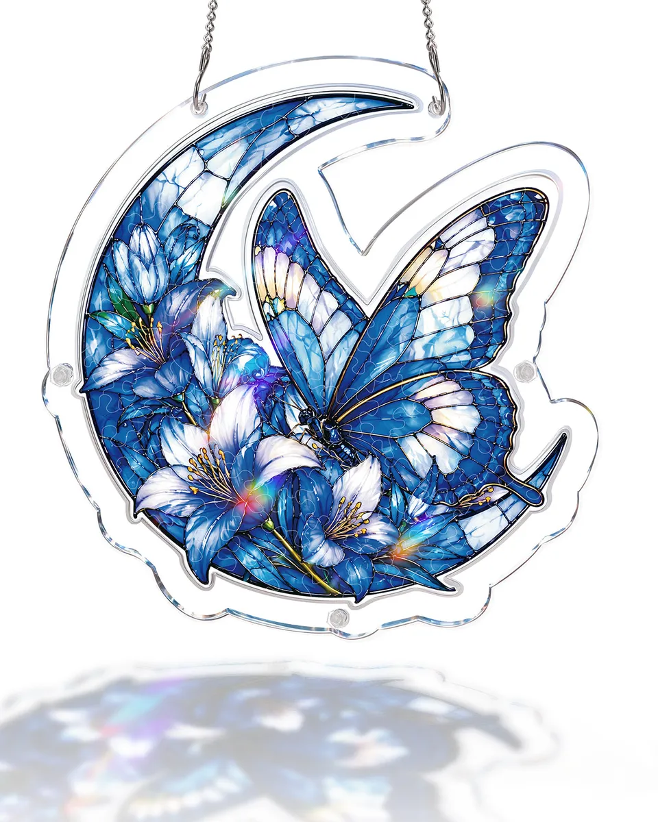 kaayee-suncatcher-puzzle-moonlit-blue-butterflies-medium-20-8-cm image 1