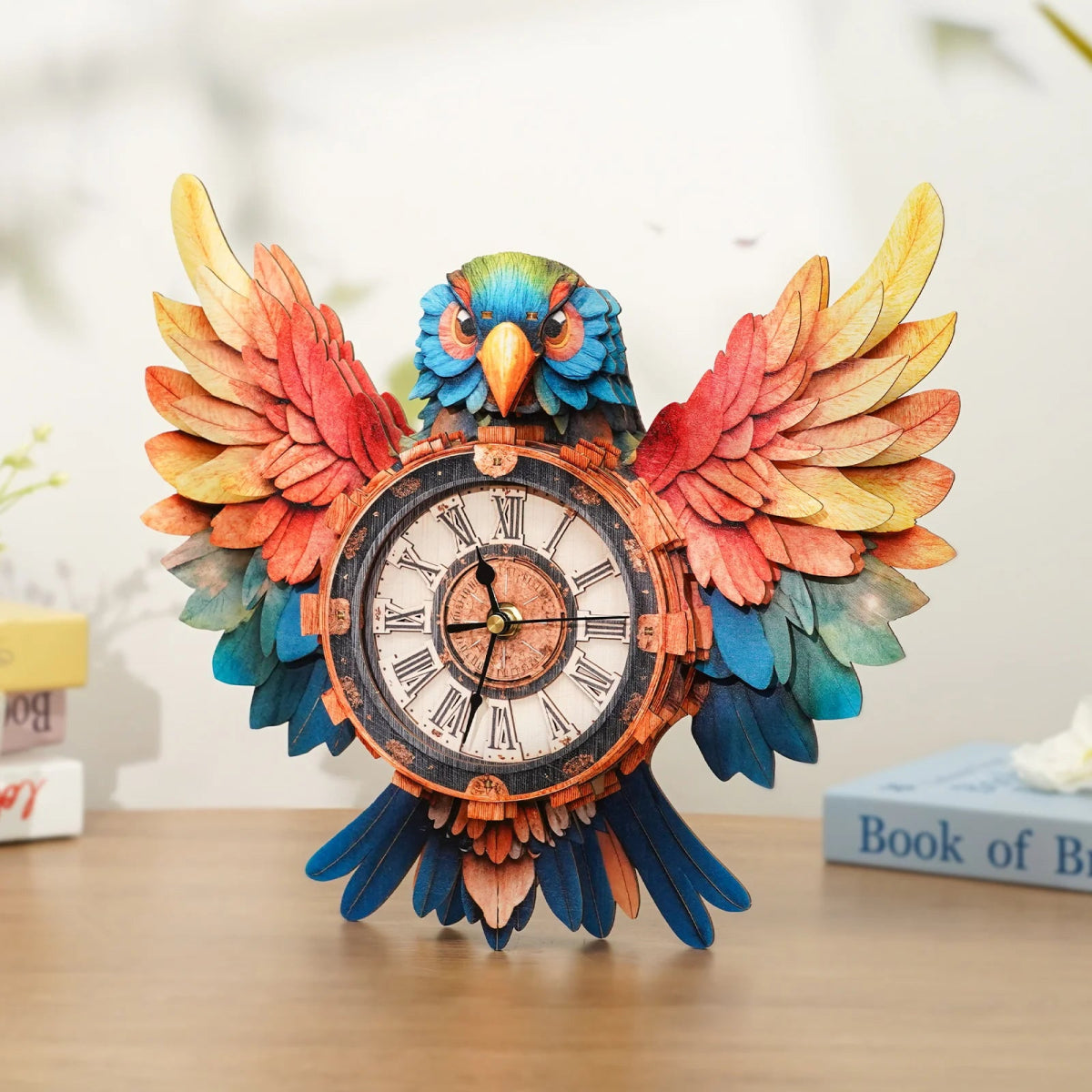kaayee-clock-kit-papagei-3d-holzpuzzle-uhr-mit-pendel image 2