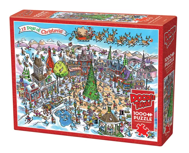cobble-hill-1000-doodletown-12-days-of-christmas-puzzle-1000-teile image 1