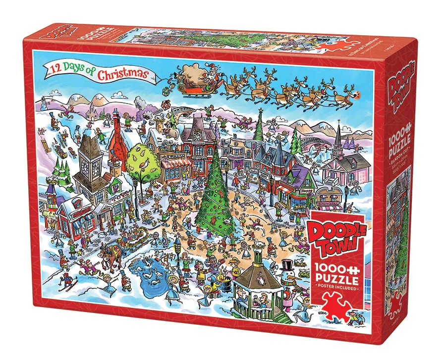 cobble-hill-1000-doodletown-12-days-of-christmas-puzzle-1000-teile image 1