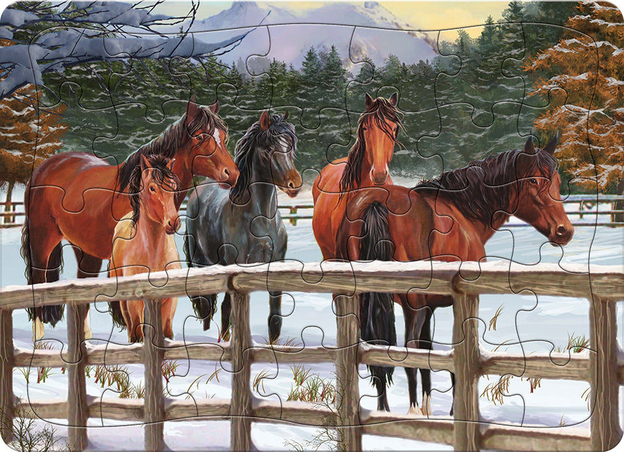 cobble-hill-snowy-pasture-35-teile-rahmenpuzzle-pferde image 1
