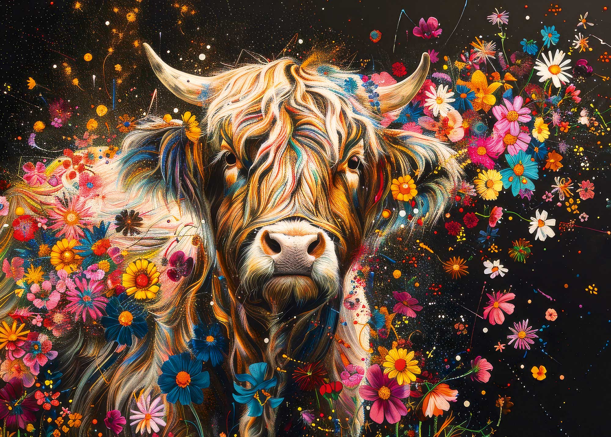 ulmer-puzzleschmiede-puzzle-2000-teile-flower-cow-kuh-puzzle image 1