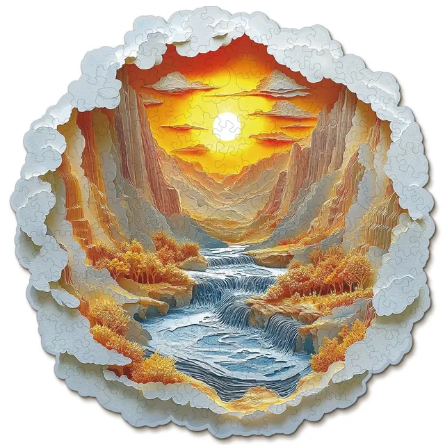 kaayee-wooden-puzzle-3d-sunset-light-holzpuzzle-canyon image 1