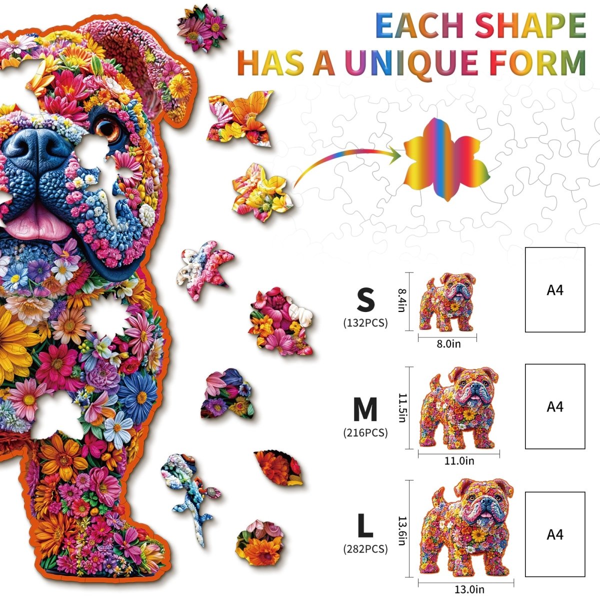 kaayee-flower-dog-holzpuzzle-medium-bulldogge image 4