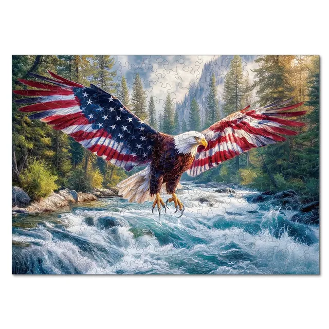 kaayee-flag-bald-eagle-holzpuzzle-medium-wei-kopfseeadler image 1