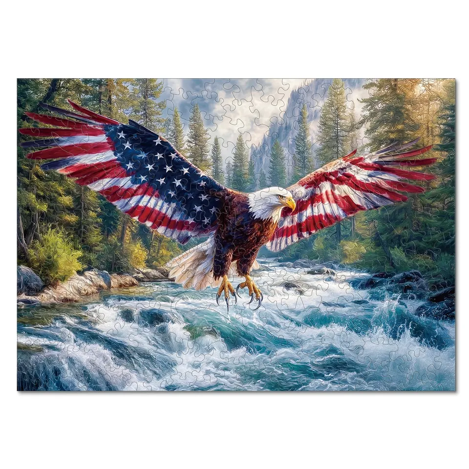 kaayee-flag-bald-eagle-holzpuzzle-medium-wei-kopfseeadler image 1