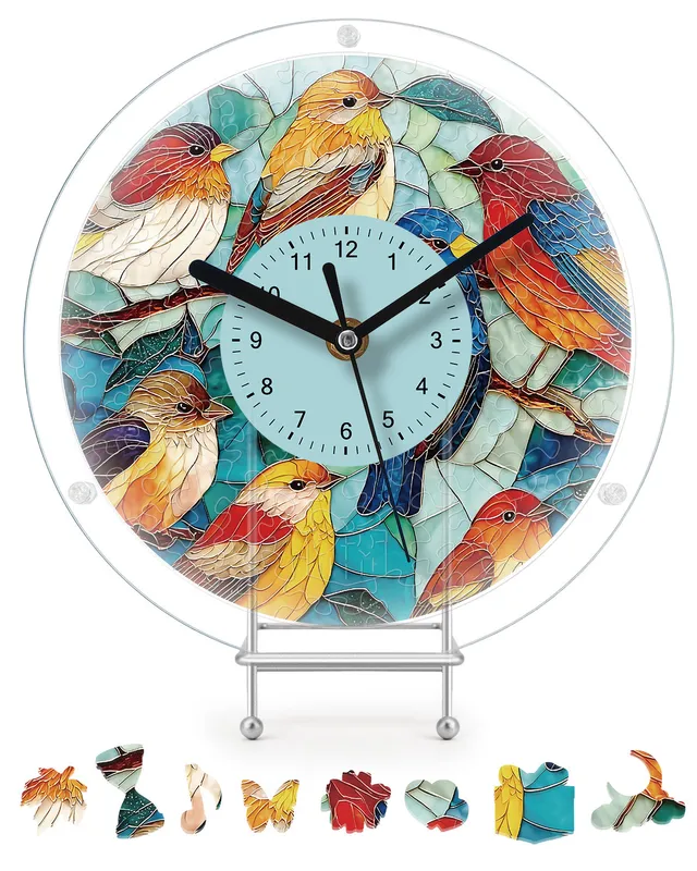 kaayee-clock-kit-birds-in-harmony-puzzle-uhr-regular-acryl-v-gel image 1