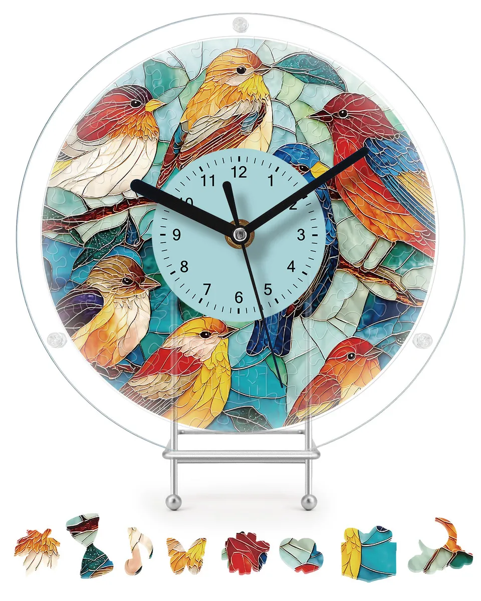 kaayee-clock-kit-birds-in-harmony-puzzle-uhr-regular-acryl-v-gel image 1