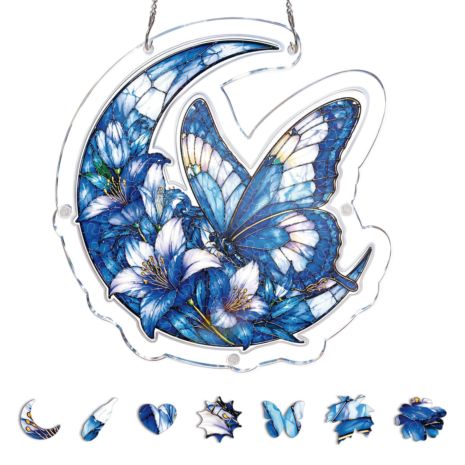 kaayee-suncatcher-puzzle-moonlit-blue-butterflies-medium-20-8-cm image 3