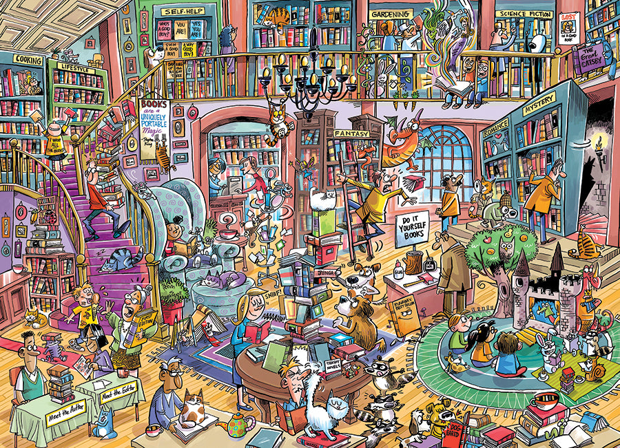 cobble-hill-1000-piece-puzzle-bookshop-bedlam-1000-teile-buchladen image 2