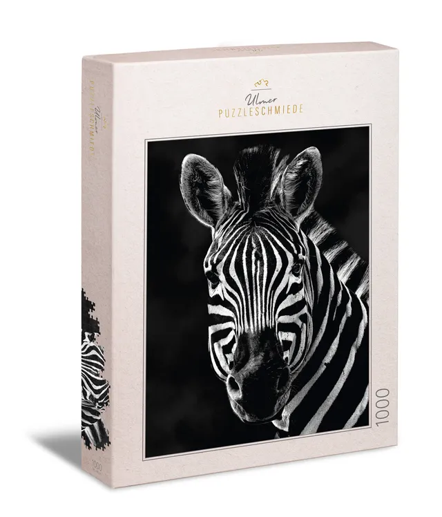 ulmer-puzzleschmiede-zebra-1000-teile-puzzle-schwarz-weiss image 1