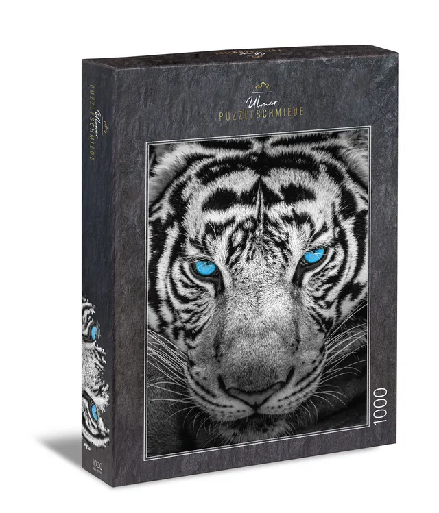 ulmer-puzzleschmiede-der-j-ger-puzzle-1000-teile-tiger-portrait image 1