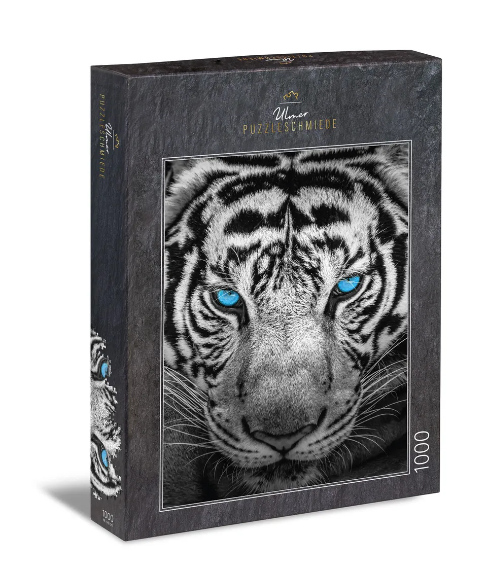 ulmer-puzzleschmiede-der-j-ger-puzzle-1000-teile-tiger-portrait image 1