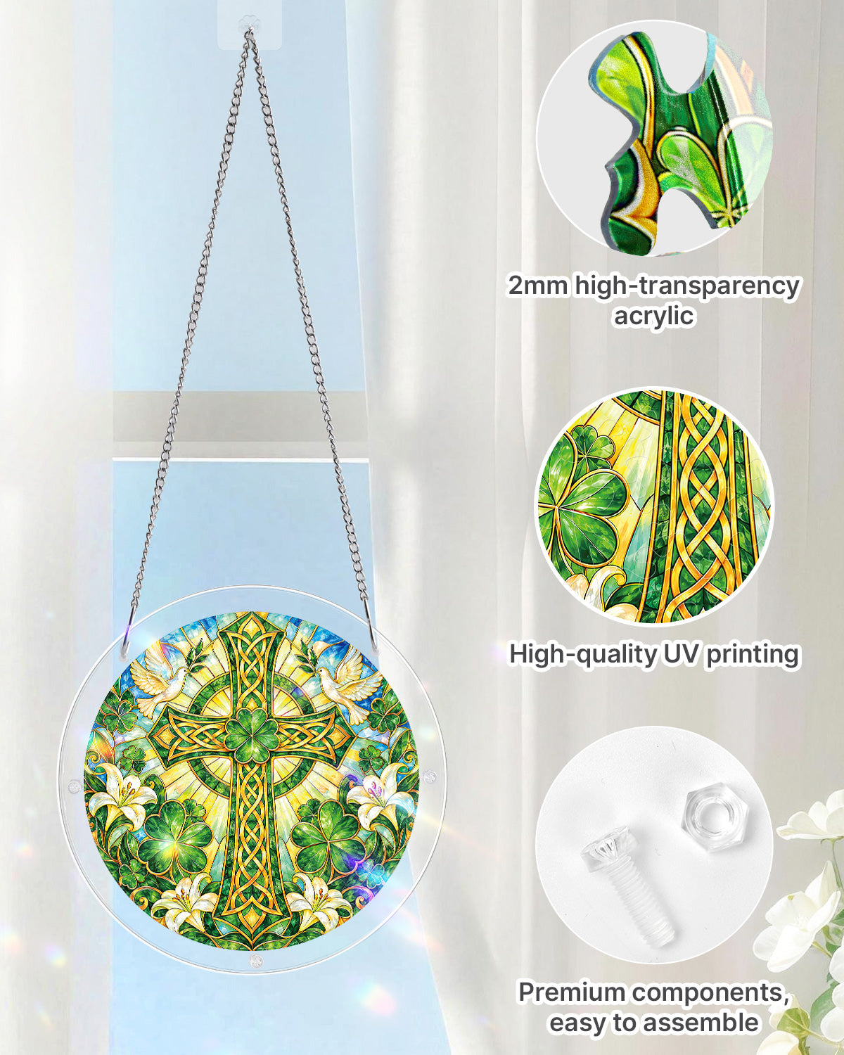 kaayee-suncatcher-puzzle-emerald-cross-fensterbild-medium image 4