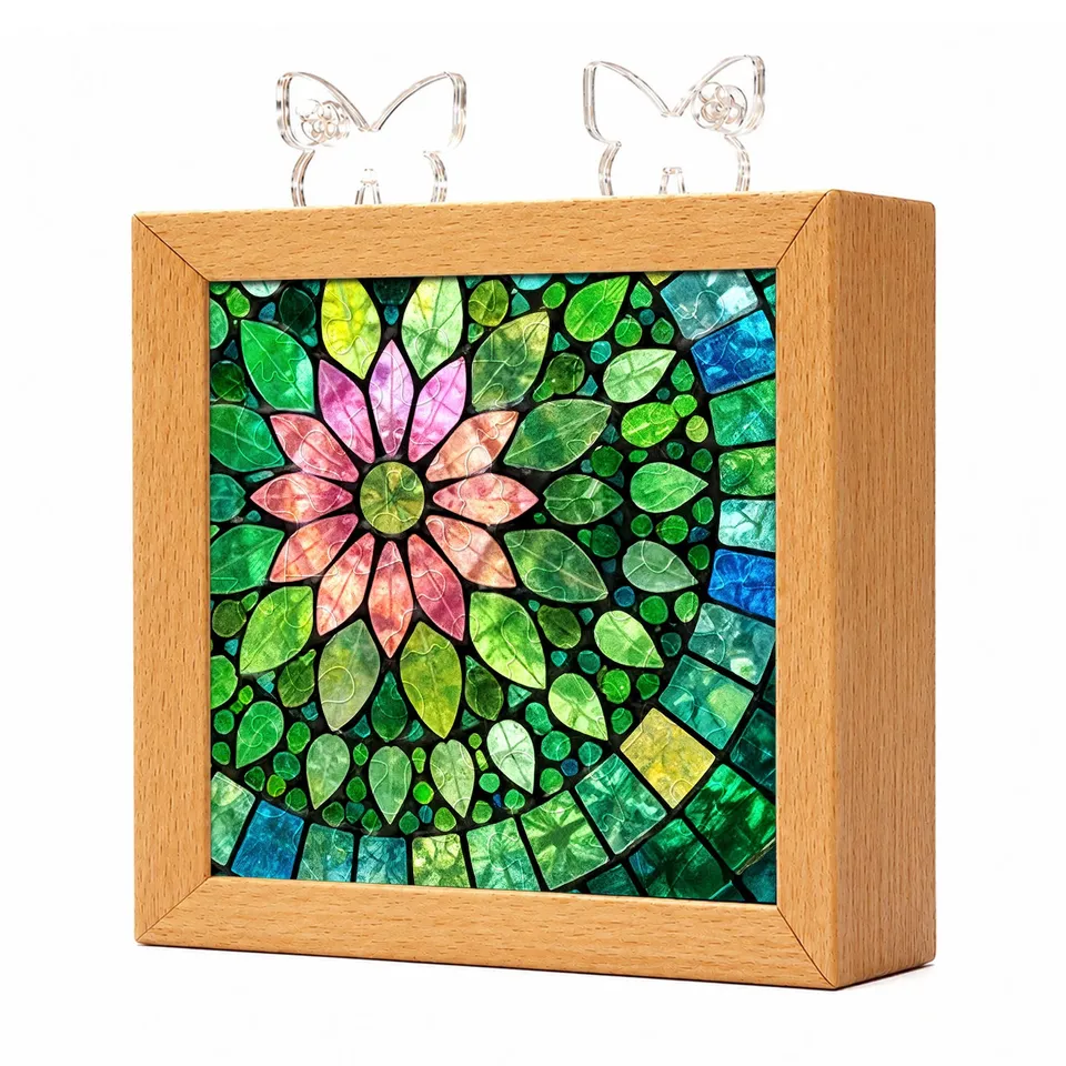 kaayee-night-light-verdant-bloom-acryl-puzzle-nachtlicht-holzrahmen image 1