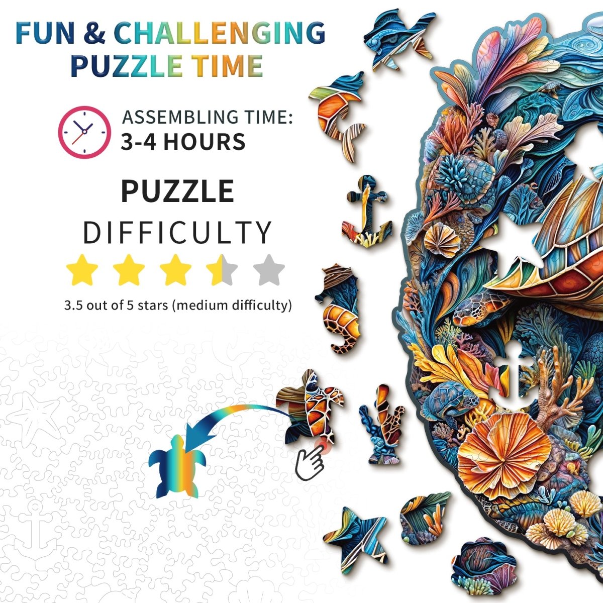 kaayee-wooden-puzzle-brave-sea-turtle-holzpuzzle-medium-schildkr-te image 4
