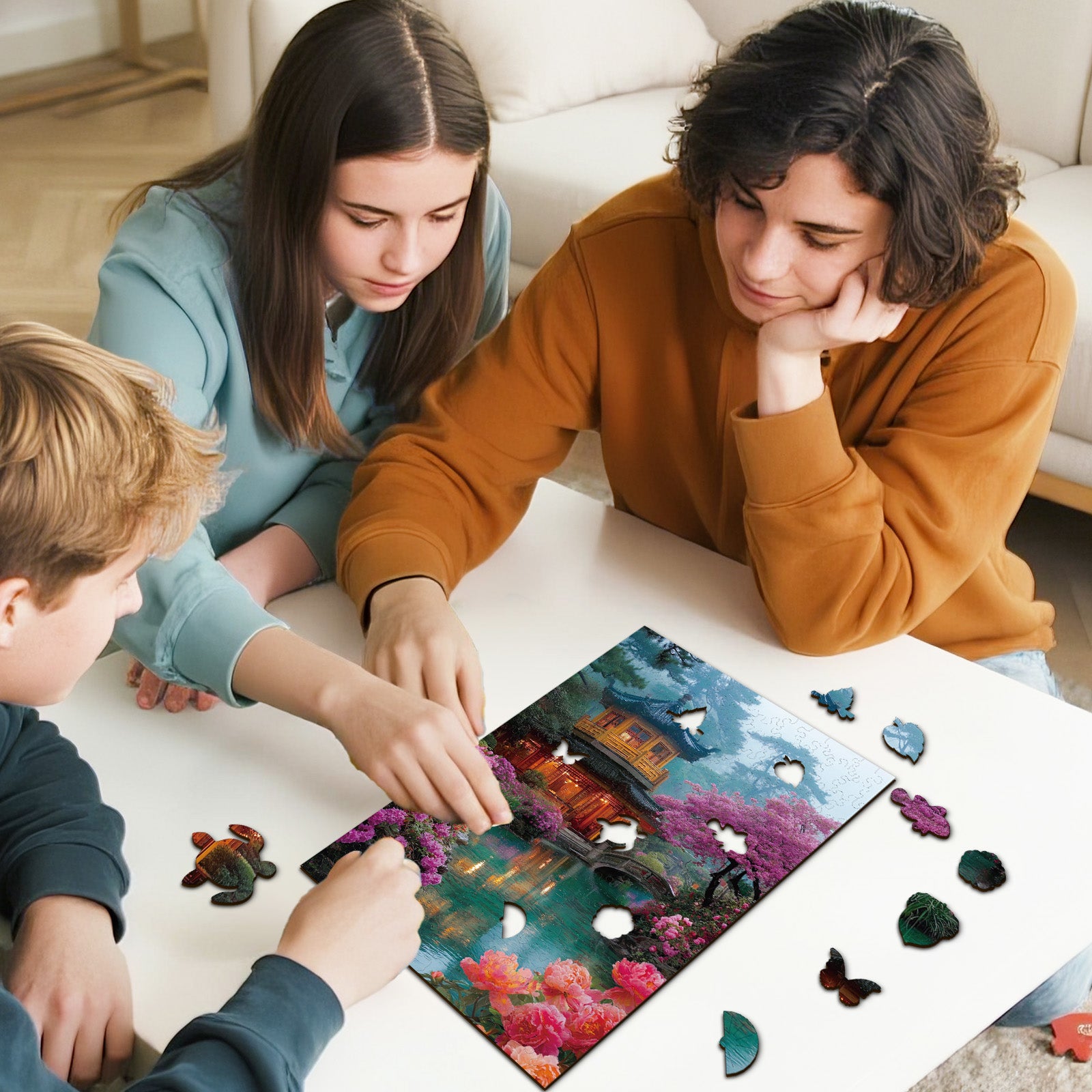 kaayee-flower-courtyard-holzpuzzle-medium-blumen-am-bach image 6